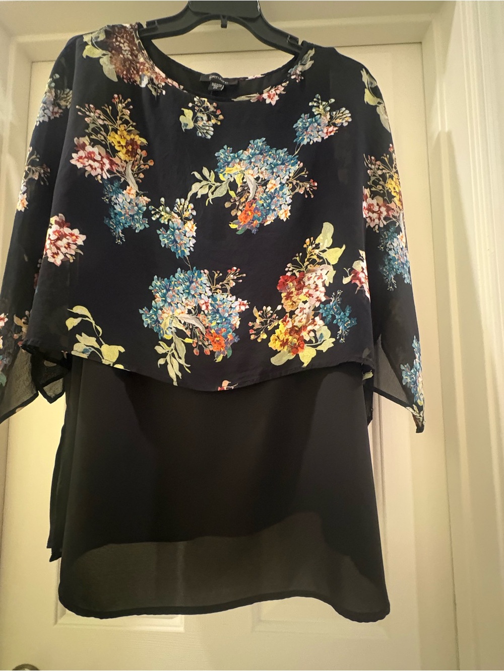 Karen Kane Black Floral Overlay Tunic